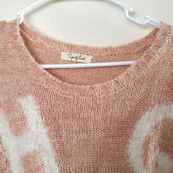 SpiritLead HUGS🤍 Light Pink Marled Crewneck Sweater Size M - Picture 3 of 8